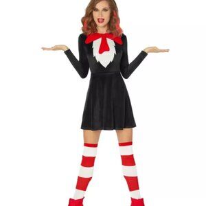 Dr. Seuss Cat In The Hat Costume Womens Dress Velour Black - Size M (8-10)